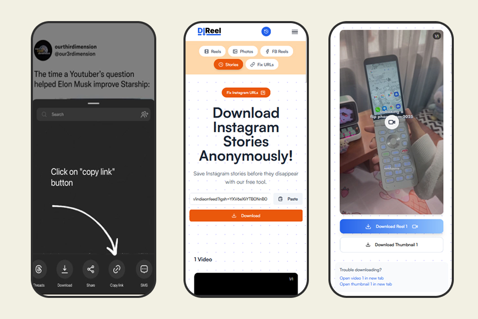 Copy Instagram story link step